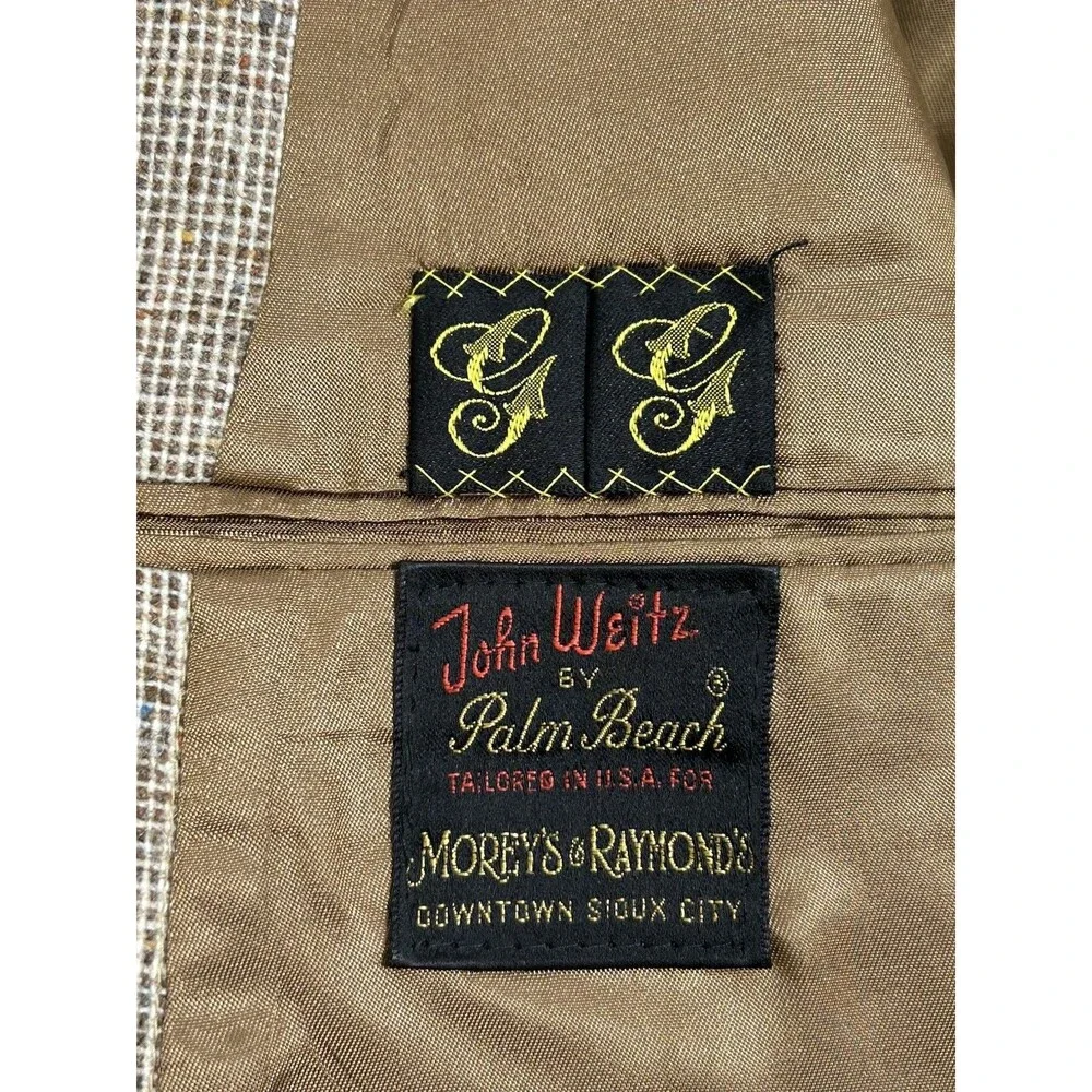 Vtg. John Weitz Palm Beach Harris Tweed Sport Coat Sz 40L Wool Blazer Union Made
